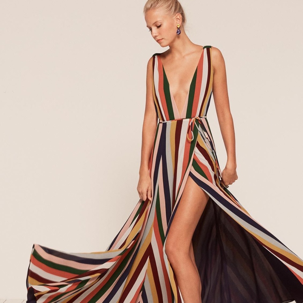 Reformation Multi-Striped Gown
